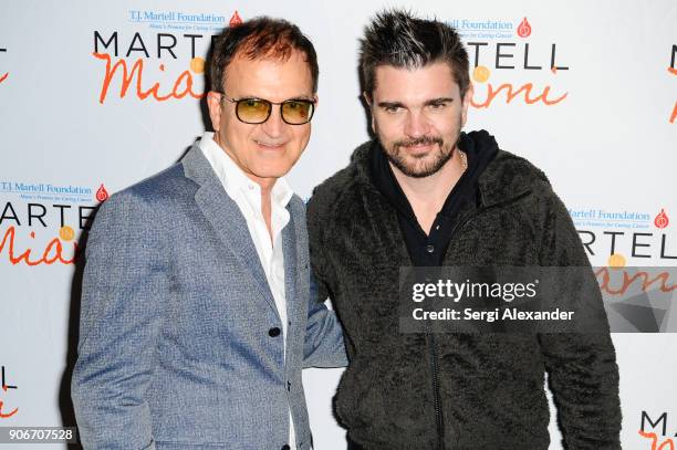 Edward Walson and Juanes attend the T.J. Martell Foundation for Cancer Research 2nd annual Martell in Miami charity luncheon at Eden Roc Hotel on...