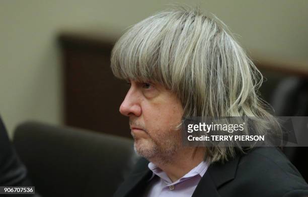 David Turpin appears at his court arraignment with wife Louise in Riverside, California on January 18, 2018. The California couple who held their 13...