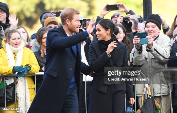 Prince Harry and Meghan Markle visit Cardiff Castle on January 18, 2018 in Cardiff, Wales.