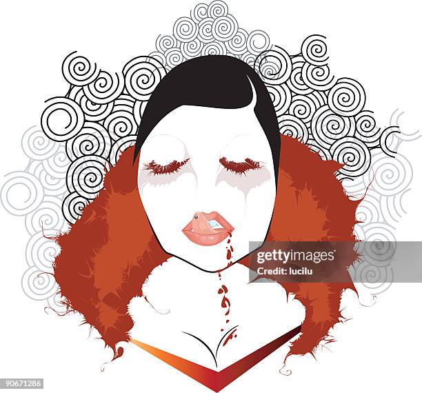 licking vamp - dark lipstick stock illustrations