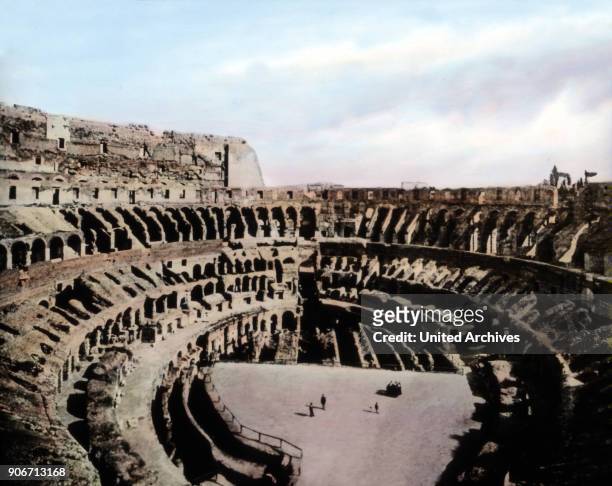Interior arena of Colosseum at Rome, Italy 1920s.