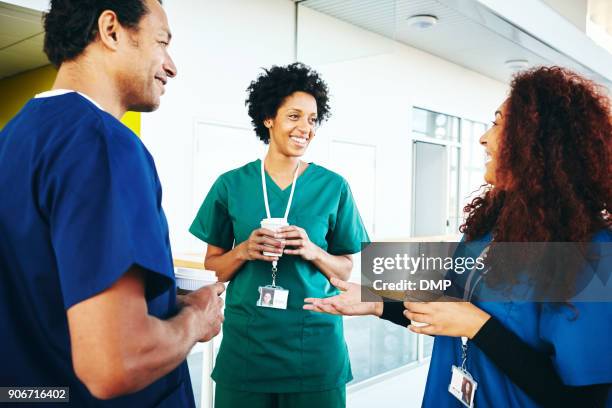 medical professionals having a work break - refreshment break stock pictures, royalty-free photos & images