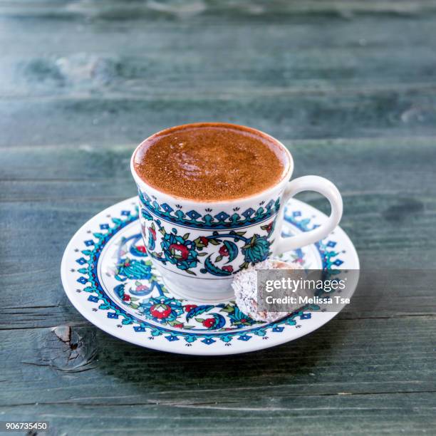 turkish coffee with turkish delight - turkish coffee stock pictures, royalty-free photos & images