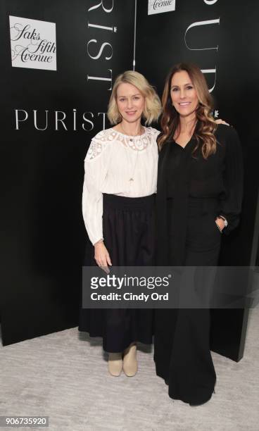 Naomi Watts and Cristina Cuomo pose for a photo together as Saks Fifth Avenue and Purist host Wellness Panel Discussion with Naomi Watts on January...