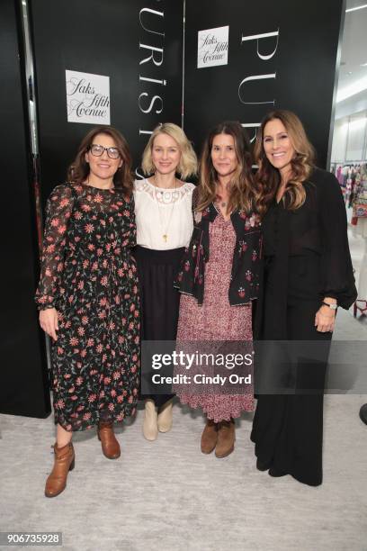 Sarah Bryden-Brown, Naomi Watts, Larissa Thomson and Cristina Cuomo pose for a photo together as Saks Fifth Avenue and Purist host Wellness Panel...