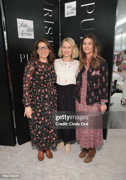 Sarah Bryden-Brown, Naomi Watts and Larissa Thomson pose for a photo together as Saks Fifth Avenue and Purist host Wellness Panel Discussion with...