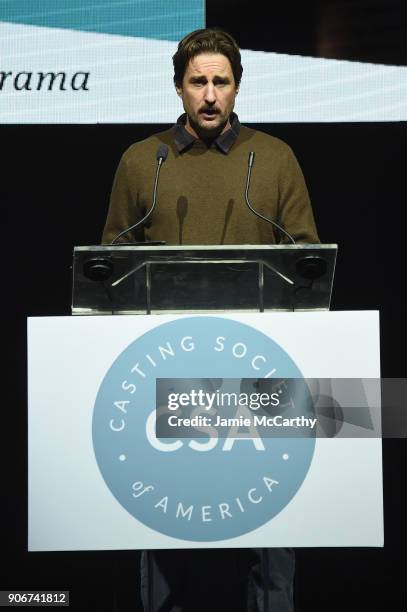 Actor Luke Wilson presents awards onstage at the Casting Society of America's 33rd annual Artios Awards at Stage 48 on January 18, 2018 in New York...
