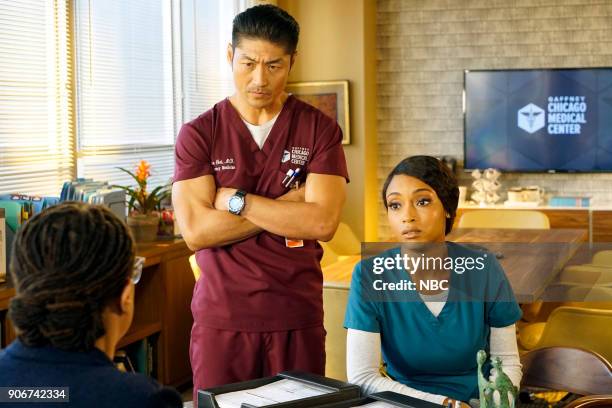 On Shaky Ground" Episode 309 -- Pictured: Brian Tee as Ethan Choi, Yaya DaCosta as April Sexton --
