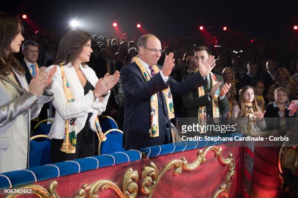 Pauline Ducruet, Princess Stephanie of Monaco, Prince Albert II of Monaco, Louis Ducruet attend the 42nd International Circus Festival In Monte-Carlo...