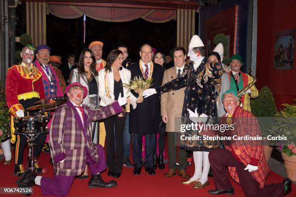 Pauline Ducruet, Princess Stephanie of Monaco, Prince Albert II of Monaco and Louis Ducruet attend the 42nd International Circus Festival In...