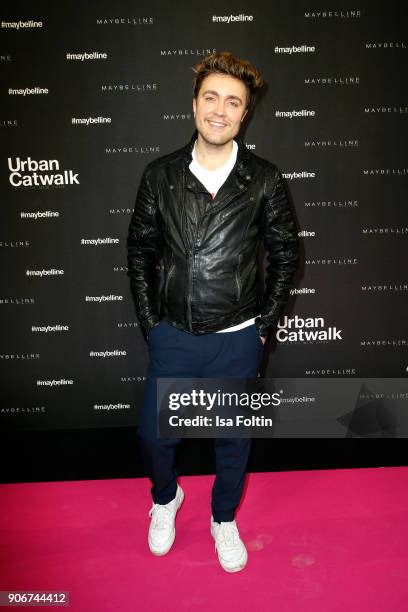 German presenter Philipp Isterewicz during the Maybelline Show 'Urban Catwalk - Faces of New York' at Vollgutlager on January 18, 2018 in Berlin,...