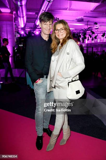 Maren Gilzer and her partner Harry Kuhlmann during the Maybelline Show 'Urban Catwalk - Faces of New York' at Vollgutlager on January 18, 2018 in...