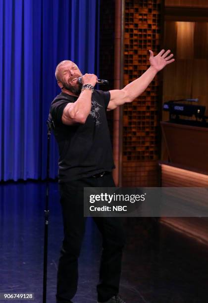 Episode 0805 -- Pictured: Triple H performs during "WWE Tag Team Lip Sync Battle" on January 18, 2018 --