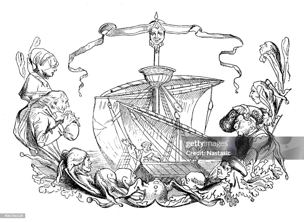 Christopher Columbus Exploration Engraving