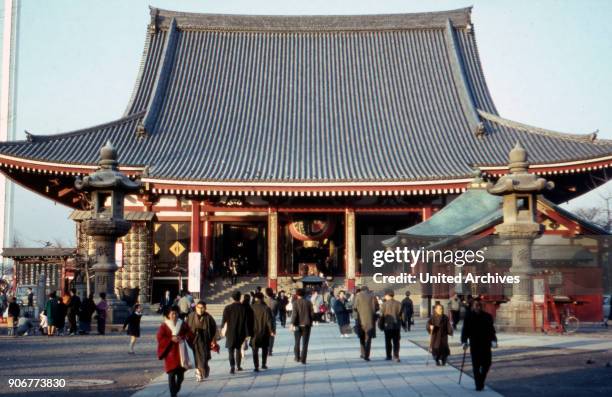 Front side of Asakusa temple at Tokyo, Japan 1960s.