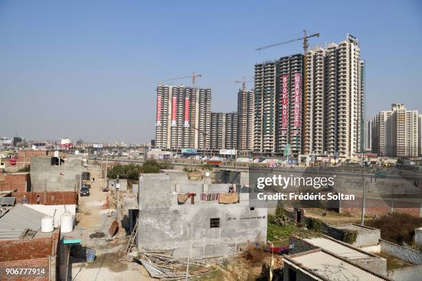 Construction site in Noida, short for the New Okhla Industrial Development Authority. It is an extension of Delhi, the capital of India on January 7,...