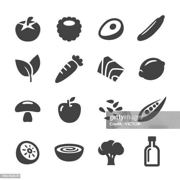 healthy food icons - acme series - vegetarian food stock illustrations