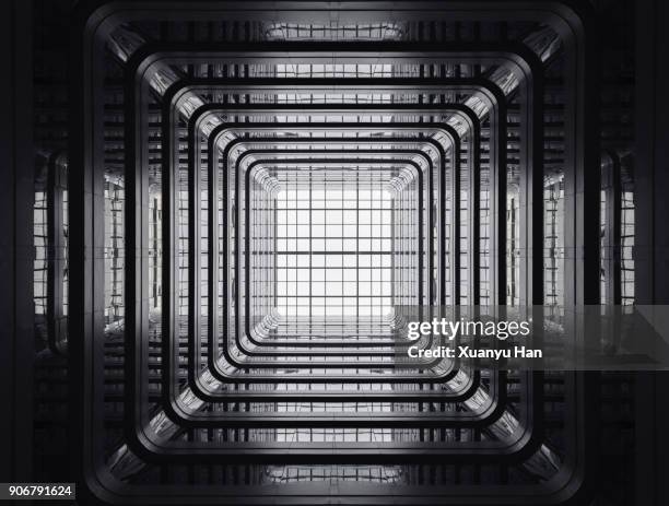 looking up from the patio of a public apartment building. - postmodern stock pictures, royalty-free photos & images