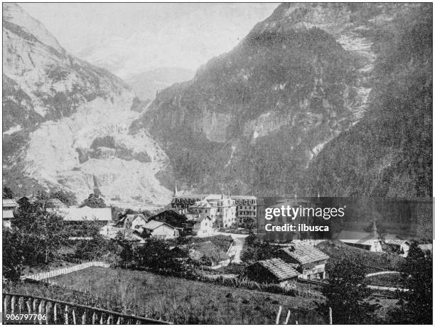 antique photograph of world's famous sites: grindelwald, switzerland - bern 1900 stock illustrations