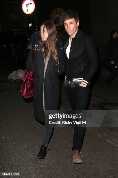 Hannah Bagshawe and Eddie Redmayne attend Soho House - VIP relaunch party on January 18, 2018 in London, England.