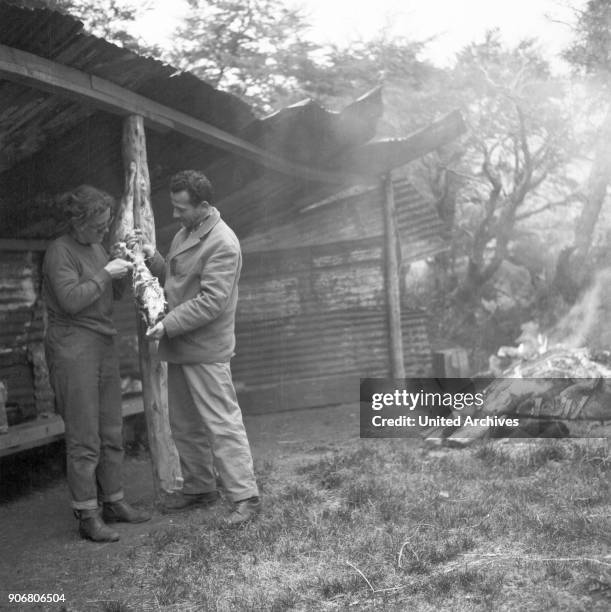 Camping near Cerro Castillo in the South of Chile, 1960s.