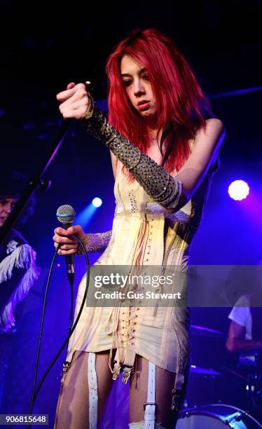 Arrow de Wilde of Starcrawler performs at Omeara London on January 18, 2018 in London, England.