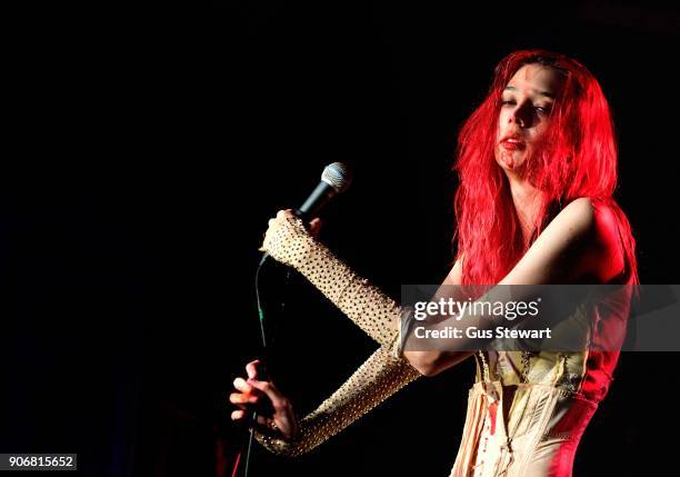 Arrow de Wilde of Starcrawler performs at Omeara London on January 18, 2018 in London, England.