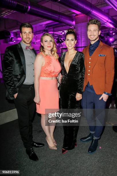 Bachelor Leonard Freier with his girlfriend Caona and TV Bachelor Sebastian Pannek with his girlfriend Clea-Lacy Juhn during the Maybelline Show...