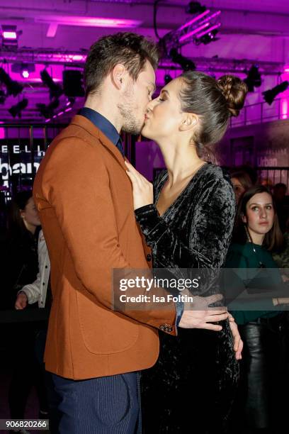 Bachelor Sebastian Pannek and his girlfriend Clea-Lacy Juhn during the Maybelline Show 'Urban Catwalk - Faces of New York' at Vollgutlager on January...