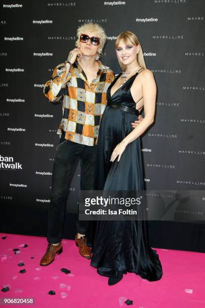 Model and fashion designer Bonnie Strange and her boyfriend Leebo during the Maybelline Show 'Urban Catwalk - Faces of New York' at Vollgutlager on...