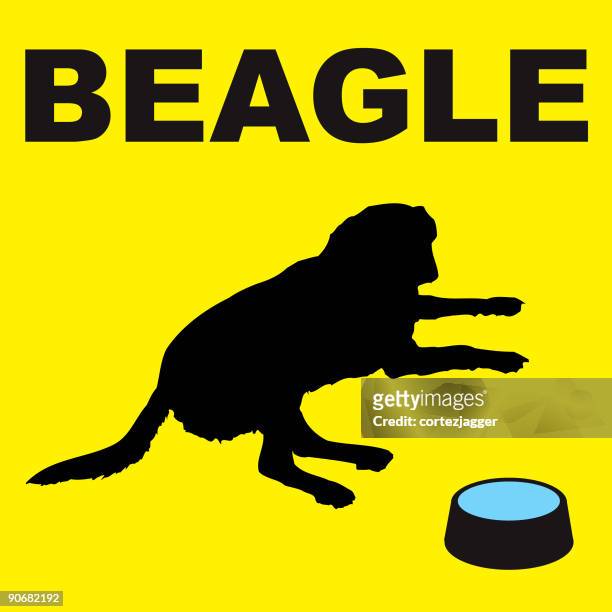 beagle outline: reclining hound (vector illustration) - arf stock illustrations