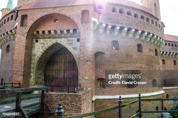 barbican - old castle entrance stockfoto's en -beelden