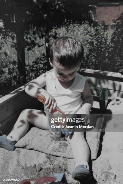 vintage photo of kid outdoors - archive 2006 stockfoto's en -beelden