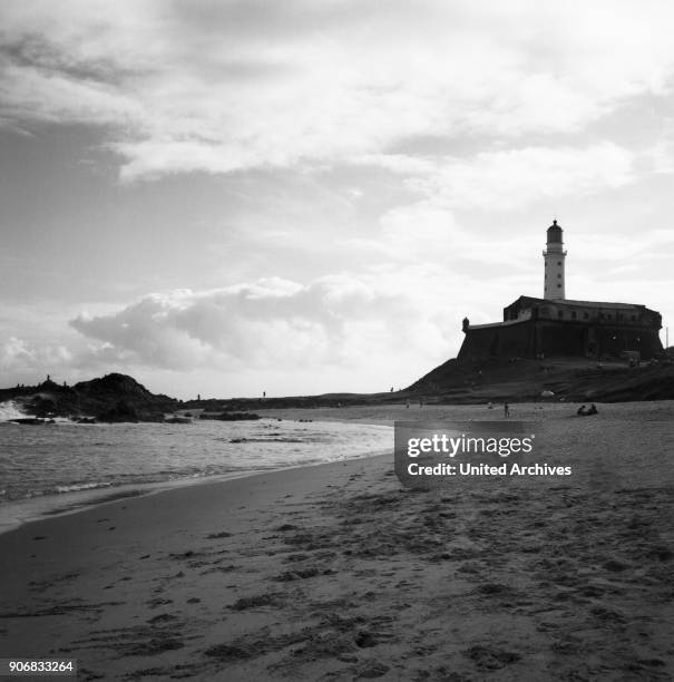 The Barra lighthouse in Salvador, Brazil 1960s.