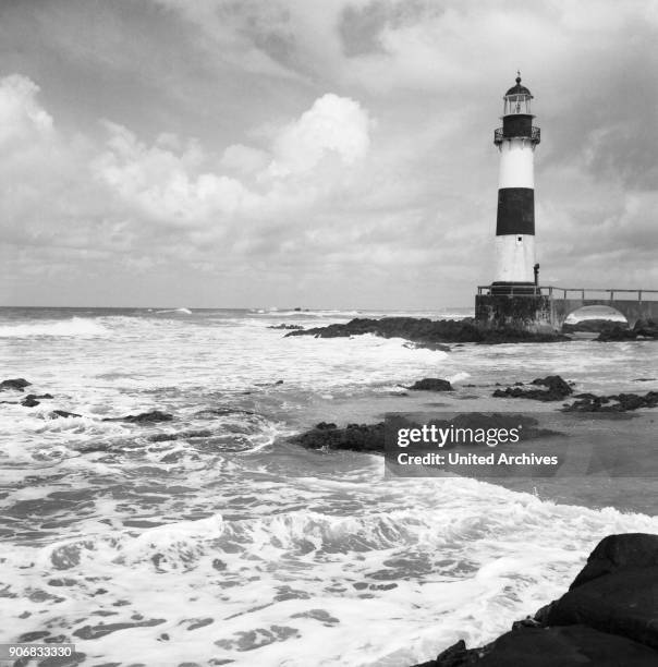 The Barra lighthouse in Salvador, Brazil 1960s.