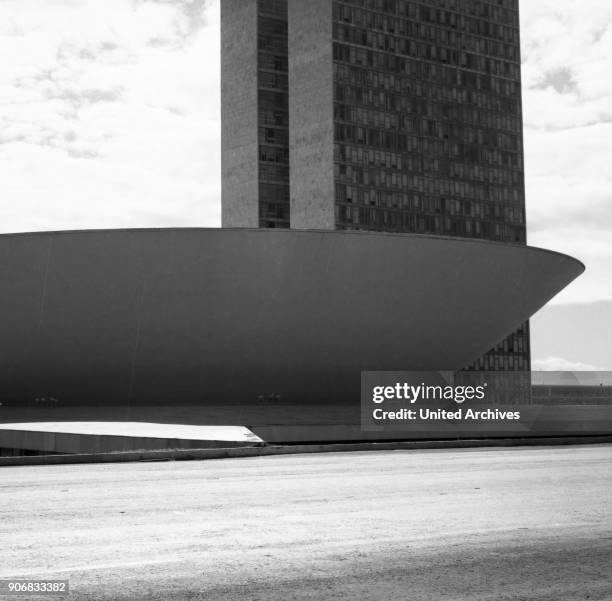 The National Congress building in Brasilia, Brasil 1960s.
