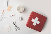 first-aid kit with medical supplies