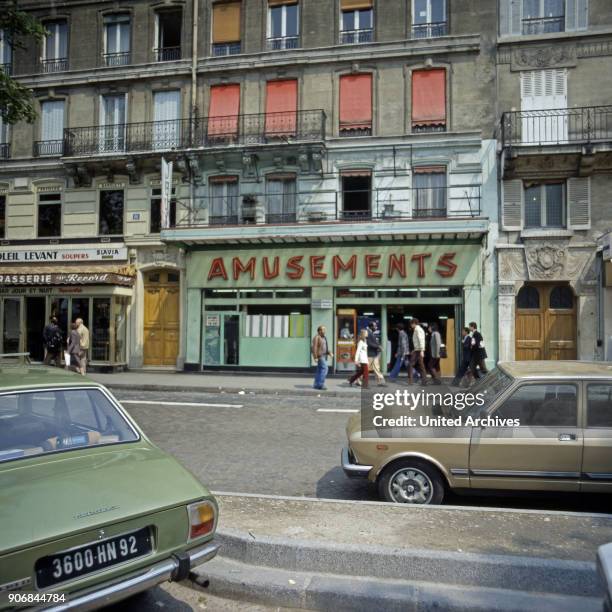 Boulevard de Clichy in the Montmartre area at Paris, France late 1970s.