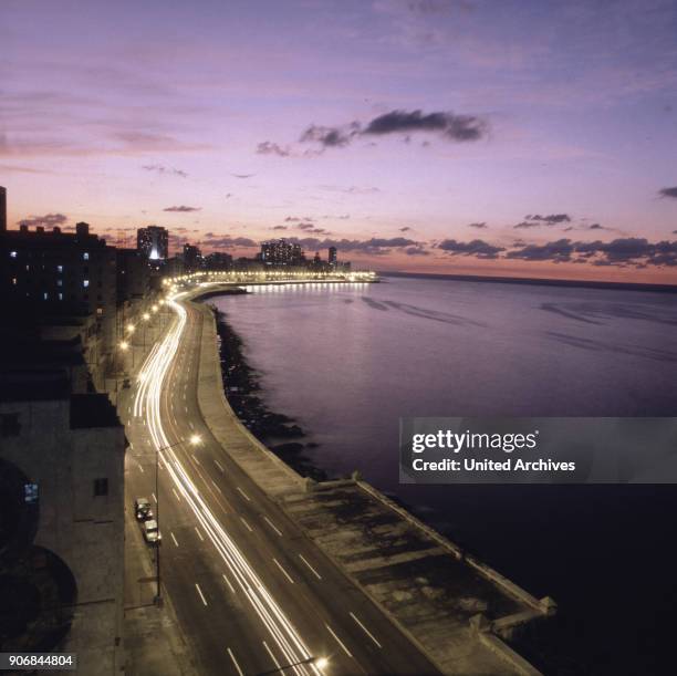 On the way on the riverside road Malecon in Havana, Cuba 1980s.