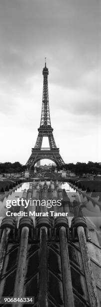 panoramic view of eiffel tower - esplanade du trocadero stock pictures, royalty-free photos & images