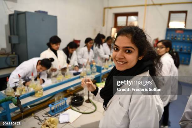 Chemistry class laboratory in Rajas College who is a college of the University of Delhi located in North Campus of the university in New Delhi,...