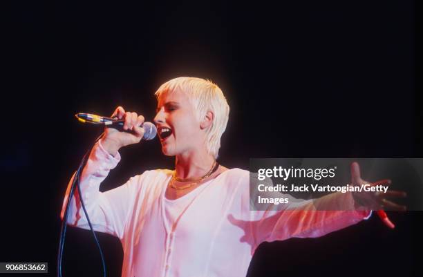 Irish Rock musician Dolores O'Riordan performs with her band the Cranberries at Central Park SummerStage, New York, New York, August 11, 1994.