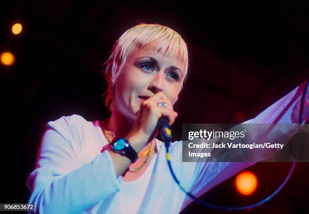 Irish Rock musician Dolores O'Riordan performs with her band the Cranberries at Central Park SummerStage, New York, New York, August 11, 1994.
