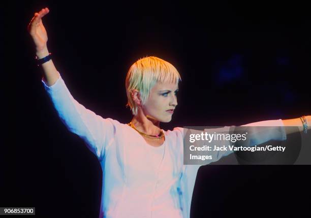 Irish Rock musician Dolores O'Riordan performs with her band the Cranberries at Central Park SummerStage, New York, New York, August 11, 1994.