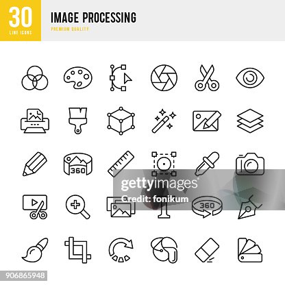 細線向量圖示的圖像 processing-set 細線向量圖示的圖像 processing-set