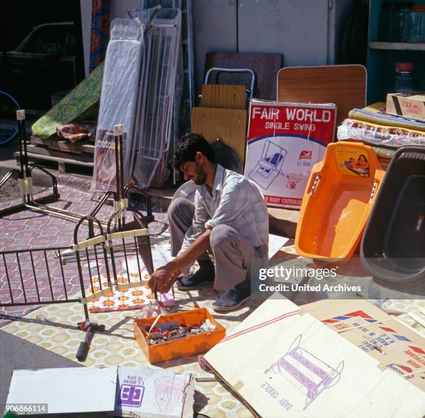 Shop for household goods in the city of Sharjah, United Arab Emirates 1970s.