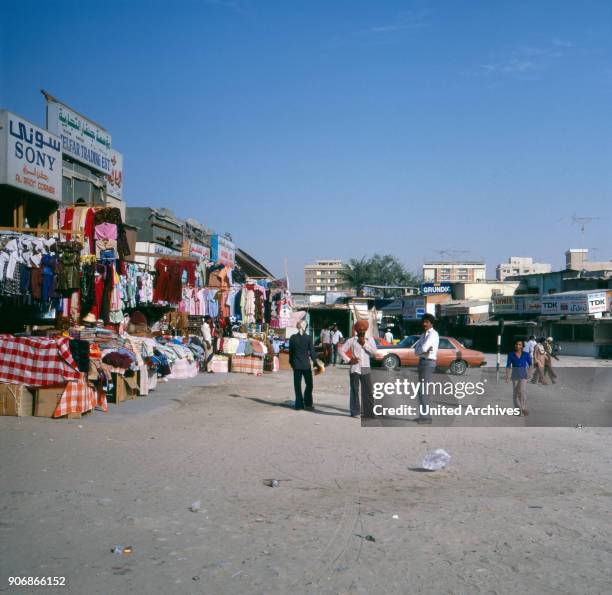 The Indian market of Sharjah, United Arab Emirates 1970s.