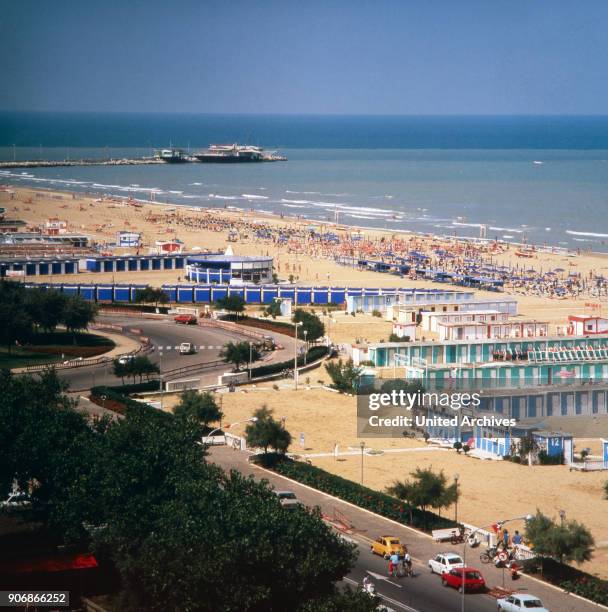 Holiday in Rimini at the Italian Adriatic Sea, Italy 1970s.