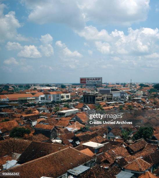 View on the city Surabaya on the island of Java, Indonesia 1980s.