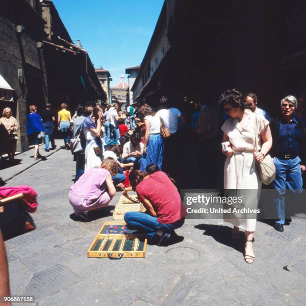 Art market in Florence in Italy, 1980s.
